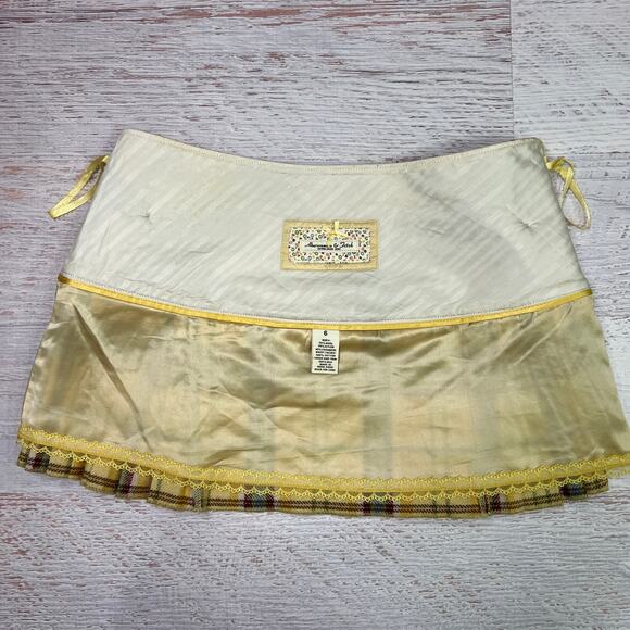 Vintage Abercrombie & Fitch Yellow Plaid Pleated Mini Skirt SIZE 6 Y2K Clueless - Picture 4 of 14